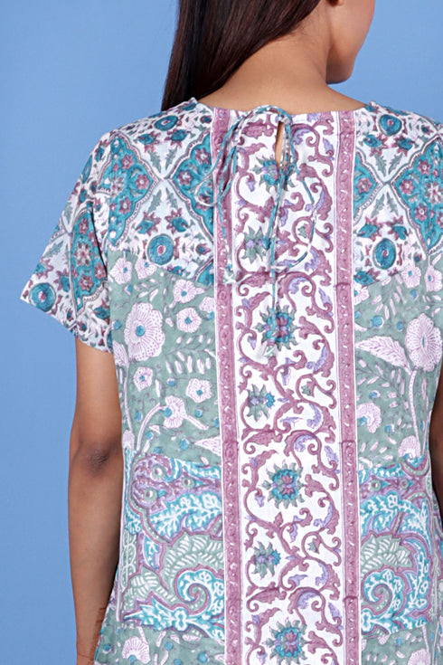 Tiered Dress In Graphic Block Print